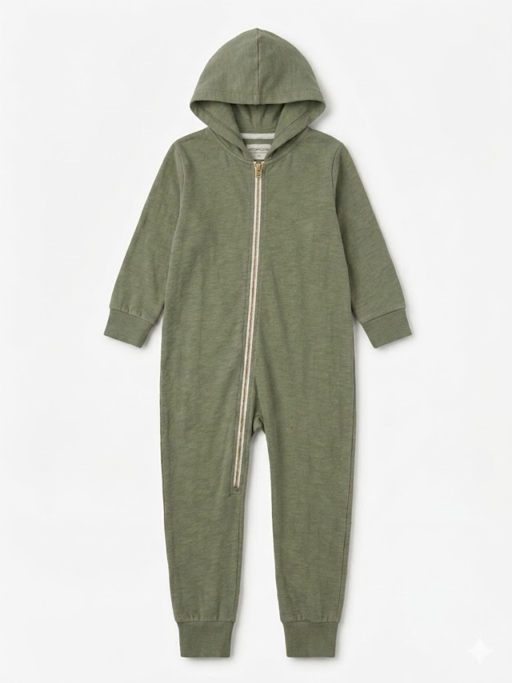 Rare! Mini Mioche 5/6 Green Hooded One-Piece Zip Romper